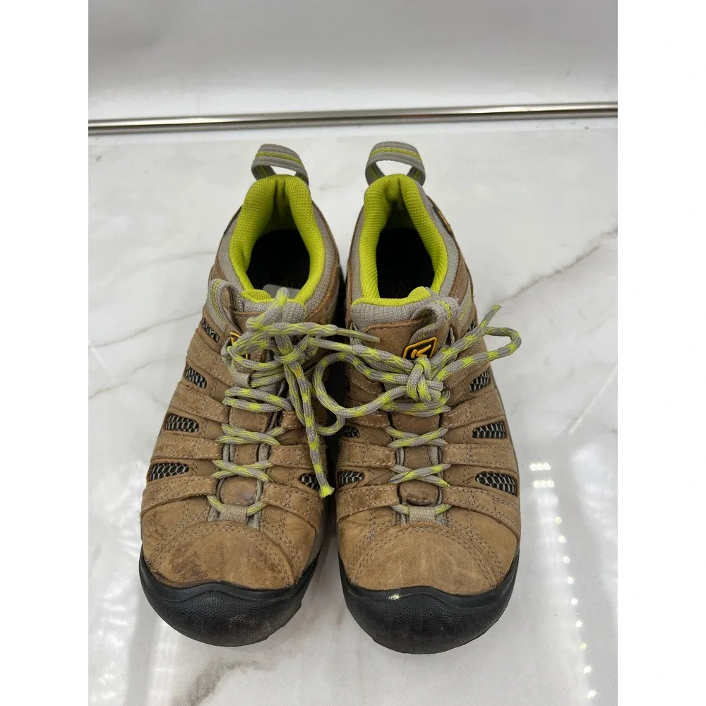 Keen Voyageur Hiking Shoes Womens 6.5 Brown Green Leather Mesh Low Top Trail